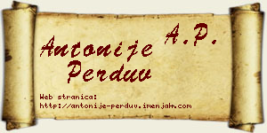 Antonije Perduv vizit kartica